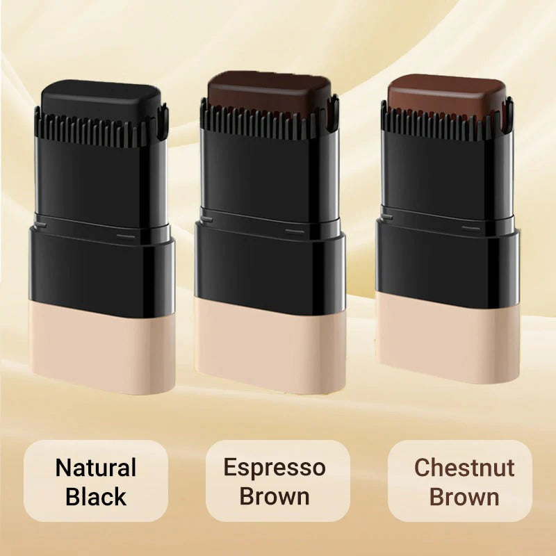 Instant hair coloring stick with built-in comb