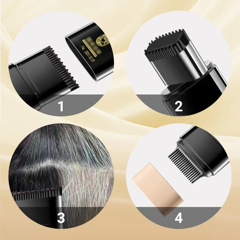 Instant hair coloring stick with built-in comb